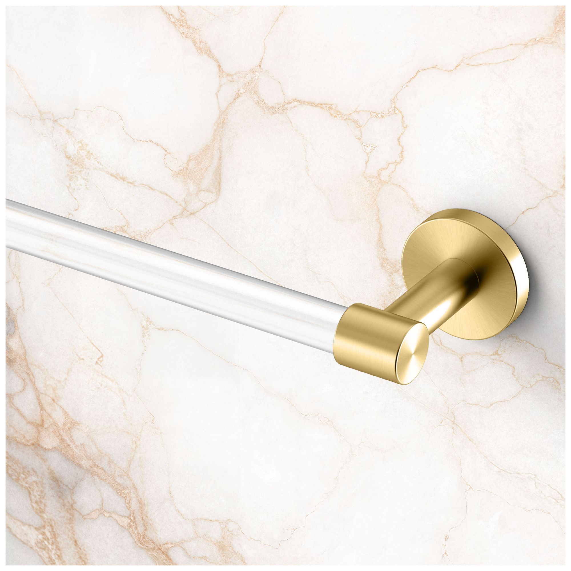 Image 2 Clarion 18" Towel Bar, Crystal-Clear Acrylic Brushed Brass more views