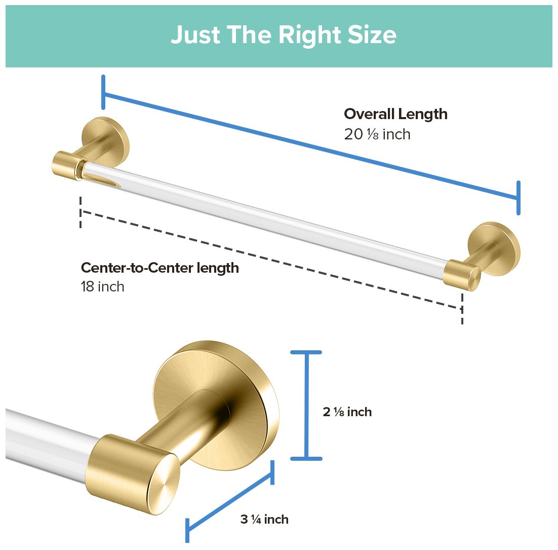 Image 5 Clarion 18" Towel Bar, Crystal-Clear Acrylic Brushed Brass more views