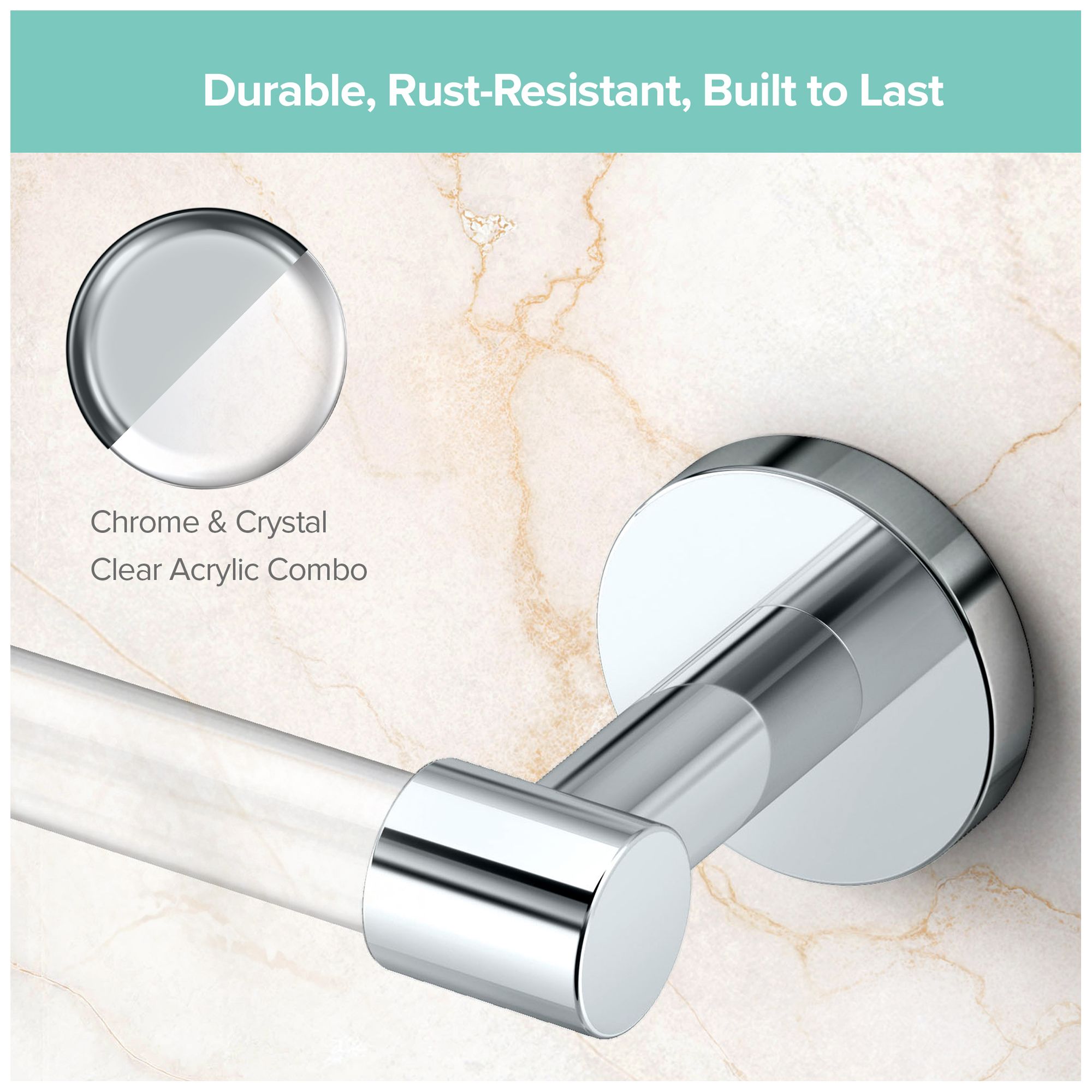 Image 6 Clarion 18" Towel Bar, Crystal-Clear Acrylic/Chrome more views