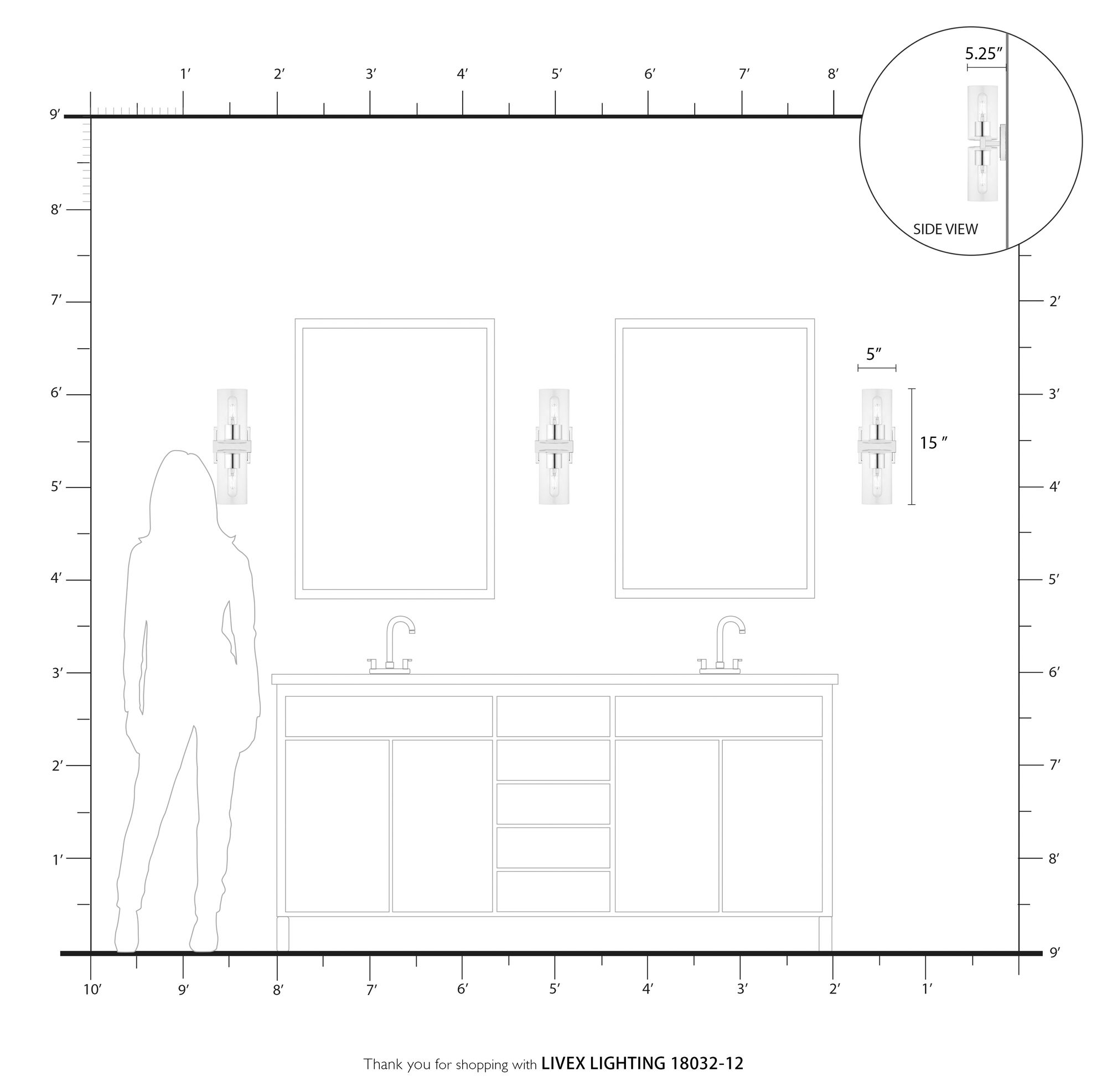 Clarion 2 Light Black Chrome Vanity Sconce