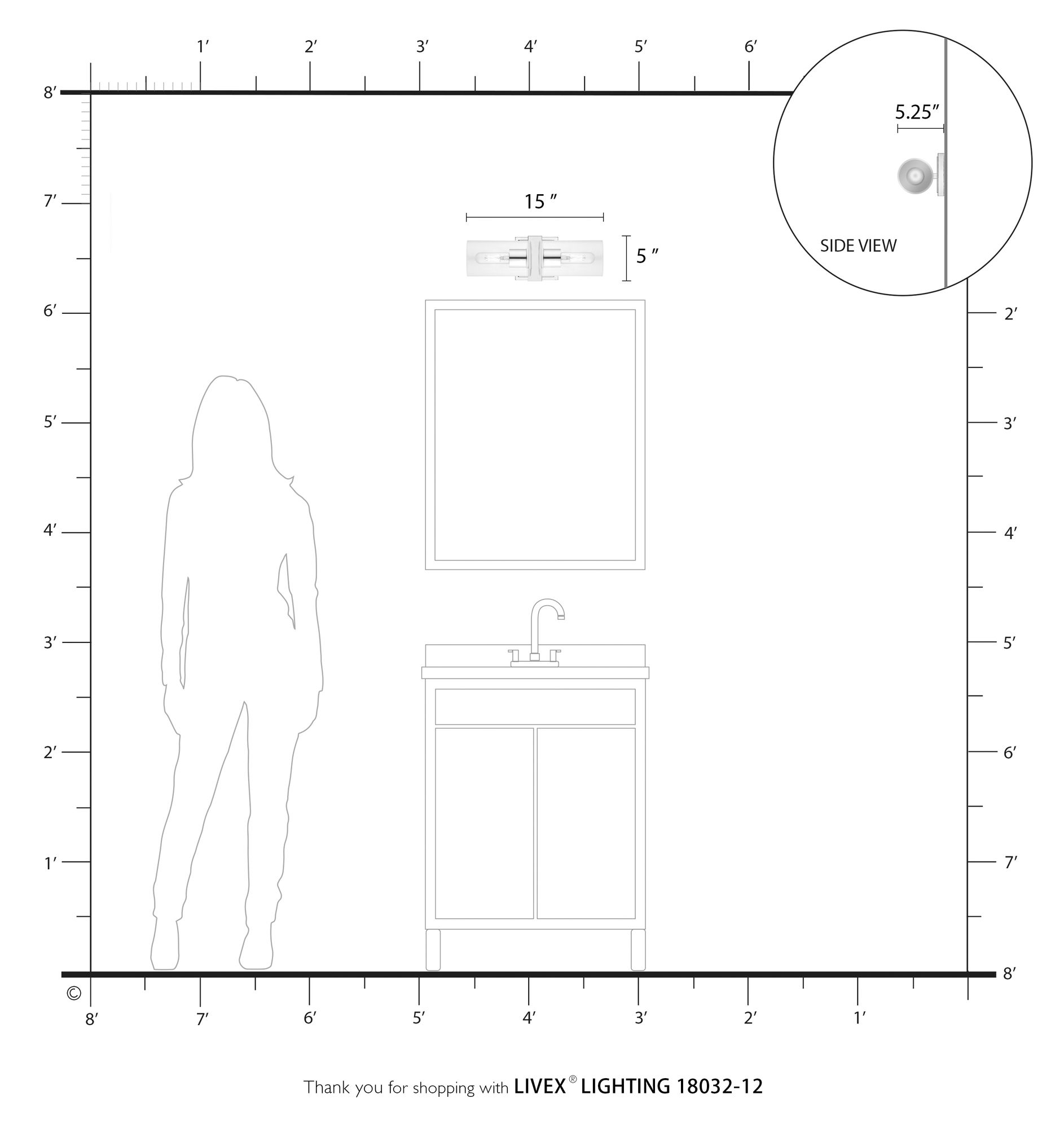 Clarion 2 Light Black Chrome Vanity Sconce