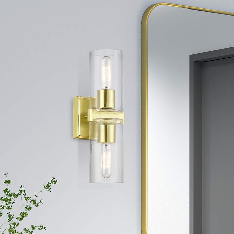 Image 1 Clarion 2 Light Satin Brass Vanity Sconce