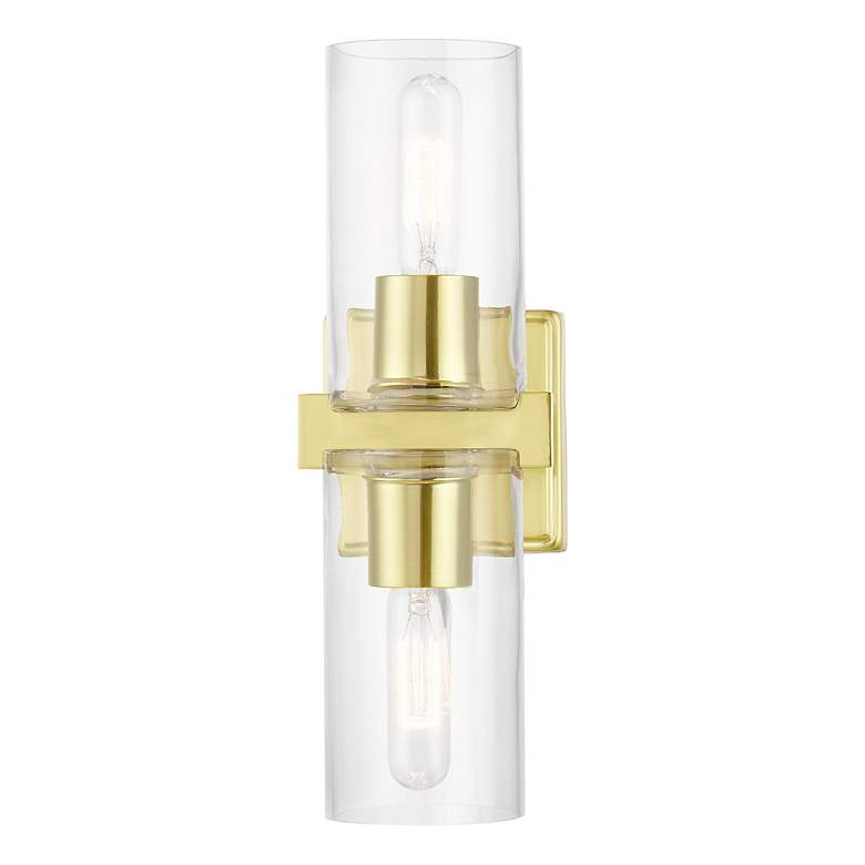 Image 4 Clarion 2 Light Satin Brass Vanity Sconce more views