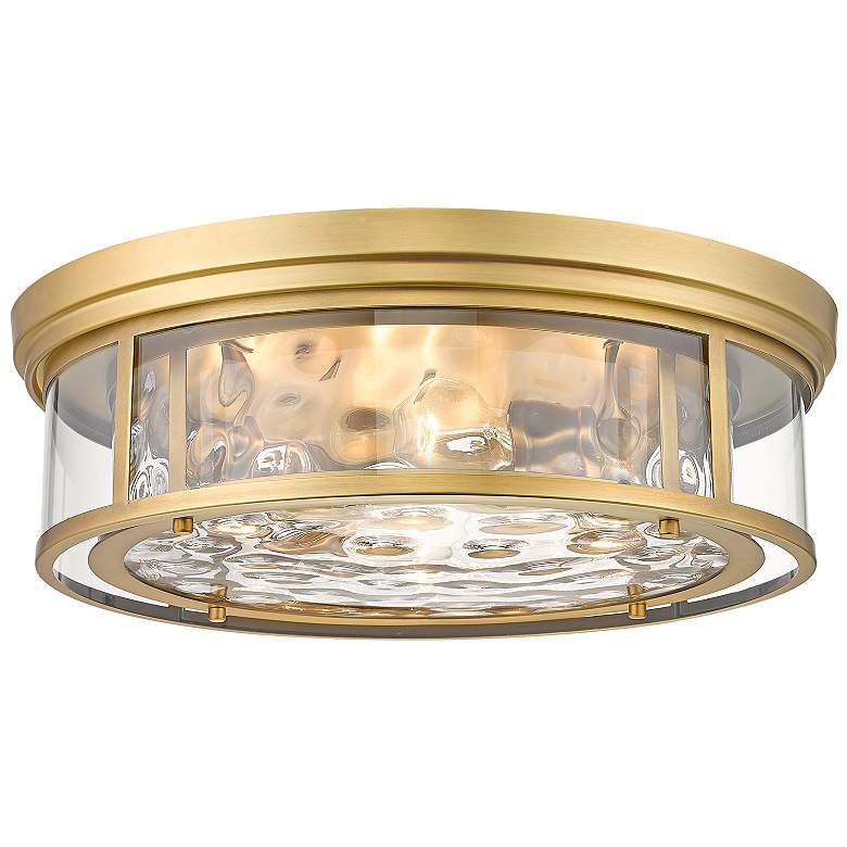 Image 2 Clarion 20 3/4" Wide Rubbed Brass Ceiling Light