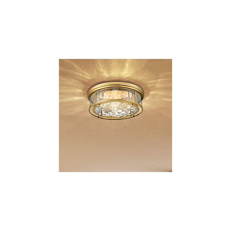 Image 1 Clarion 20 3/4" Wide Rubbed Brass Ceiling Light