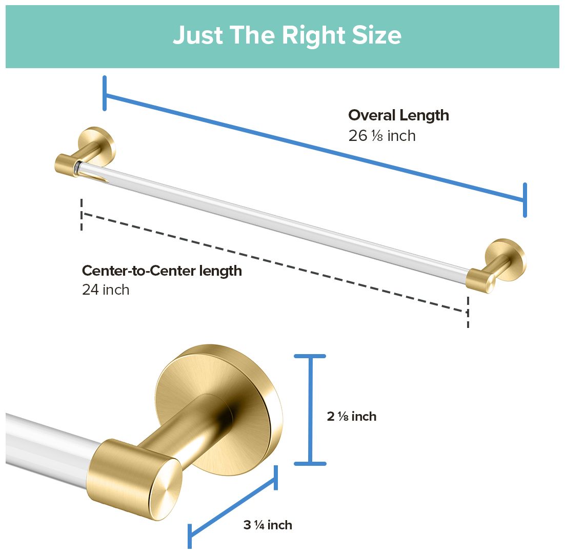 Image 5 Clarion 24" Towel Bar, Crystal-Clear Acrylic/Brushed Brass more views