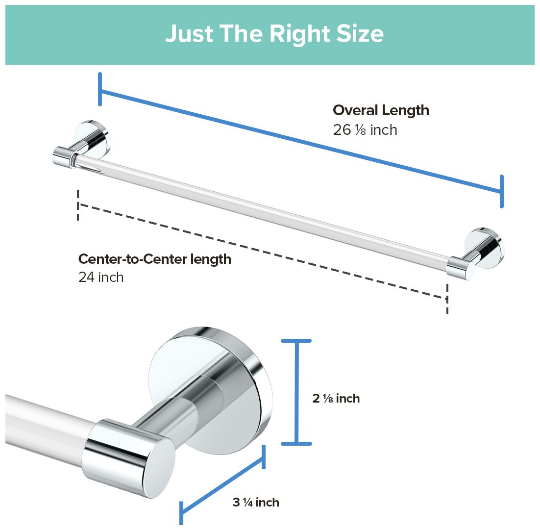 Image 6 Clarion 24" Towel Bar, Crystal-Clear Acrylic/Chrome more views