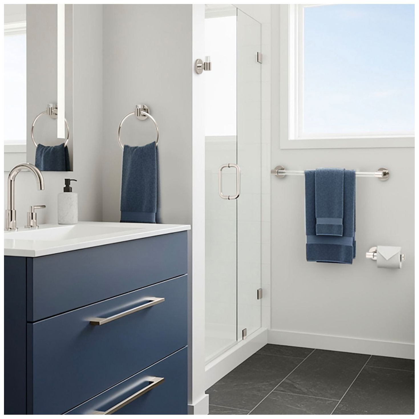 Image 5 Clarion 24" Towel Bar, Crystal-Clear Acrylic/Polished Nickel more views