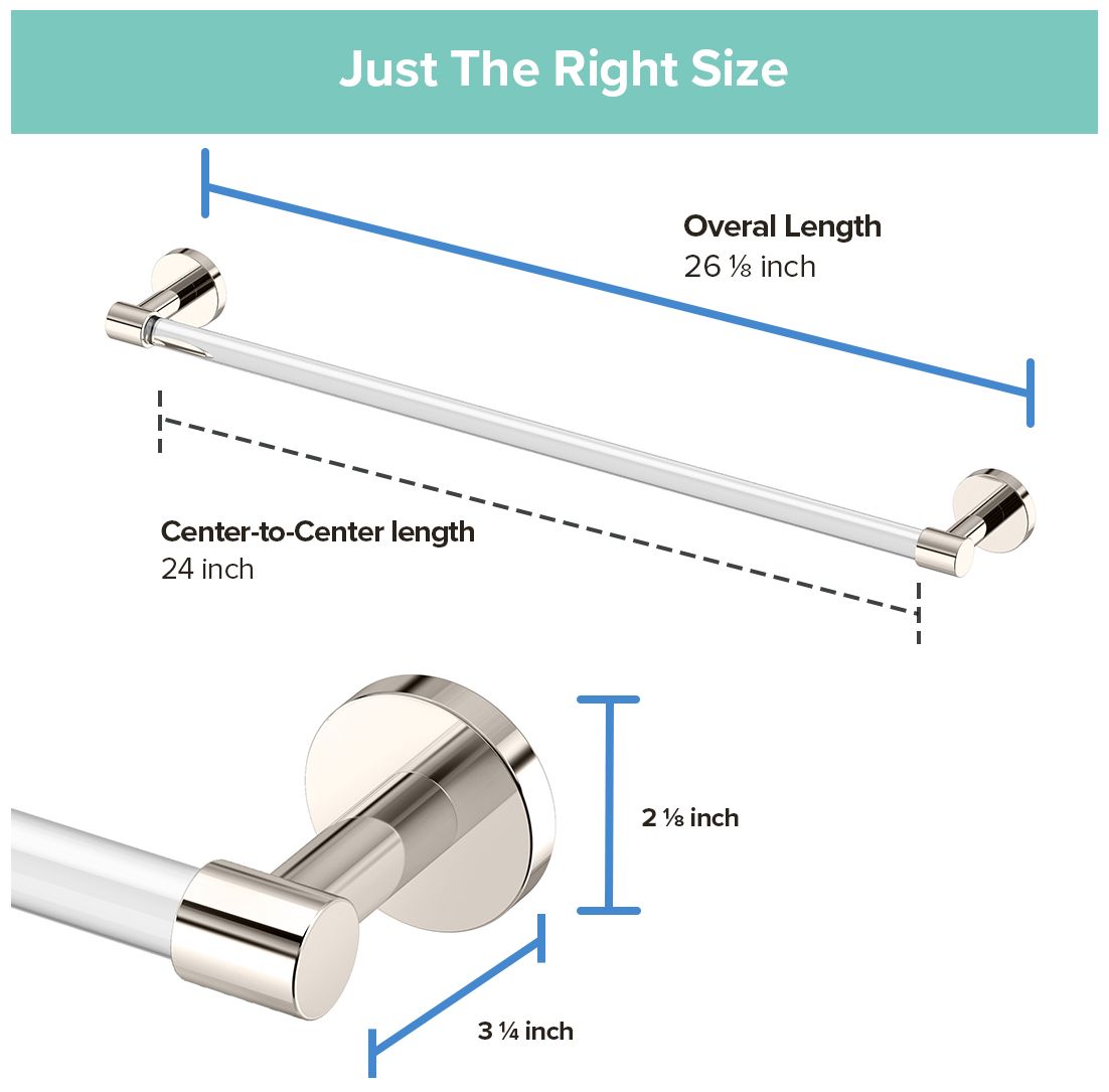 Image 6 Clarion 24" Towel Bar, Crystal-Clear Acrylic/Polished Nickel more views