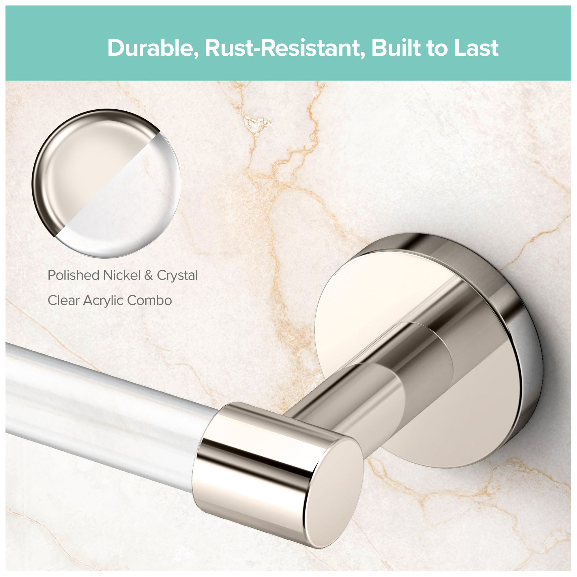 Image 7 Clarion 24" Towel Bar, Crystal-Clear Acrylic/Polished Nickel more views