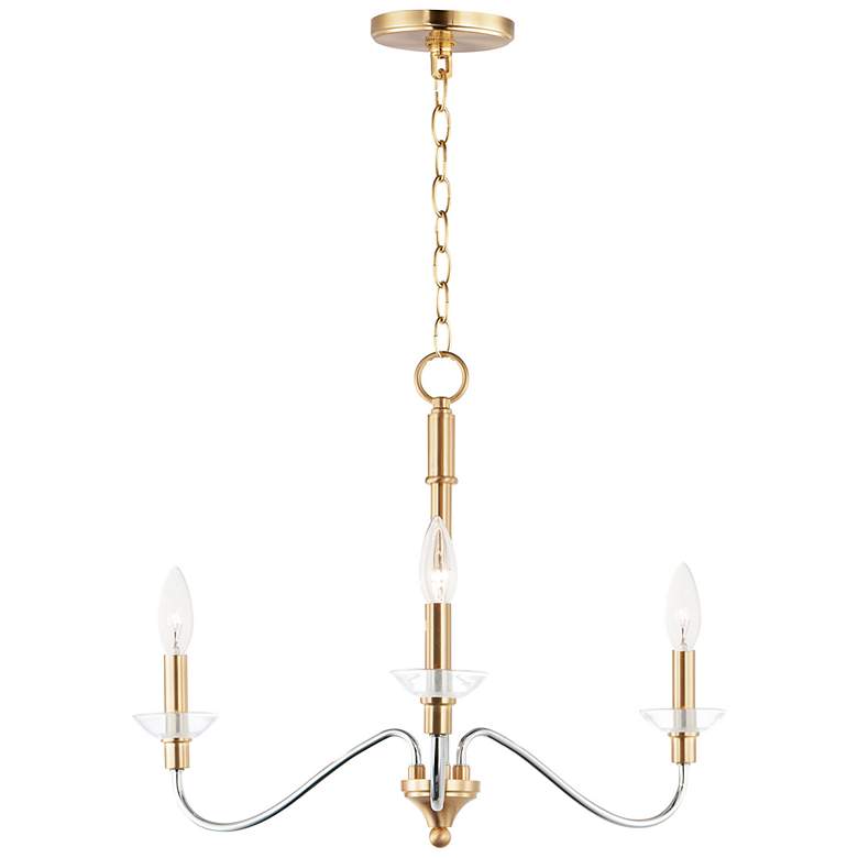 Image 1 Clarion 3 Light 24" Wide Polished Chrome/Satin Brass Pendant Light