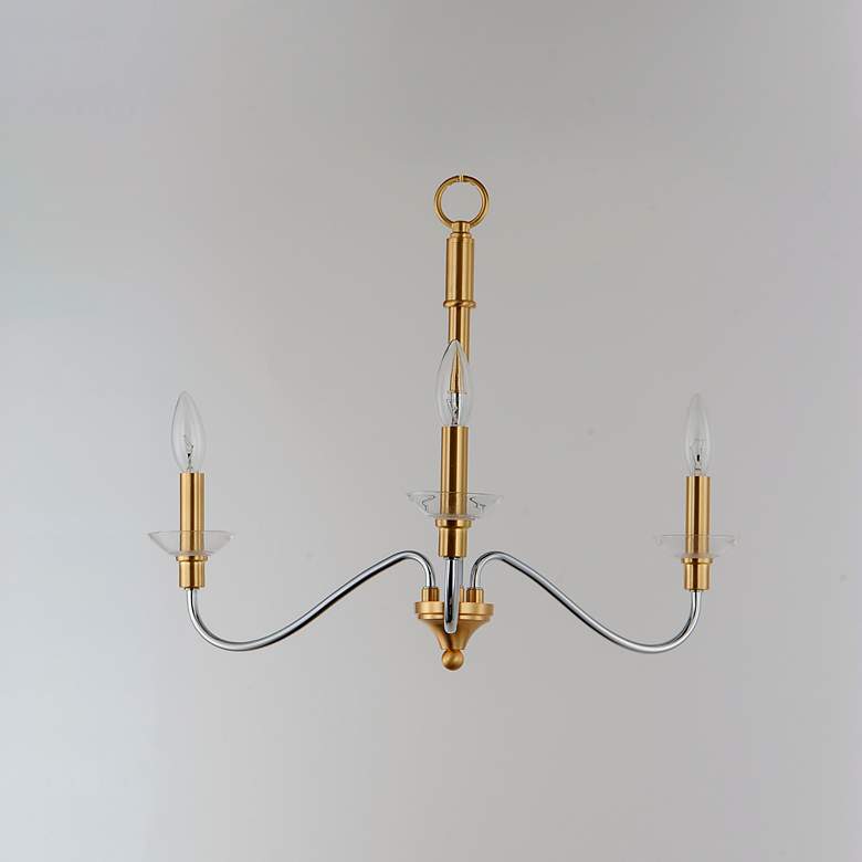 Image 2 Clarion 3 Light 24" Wide Polished Chrome/Satin Brass Pendant Light more views