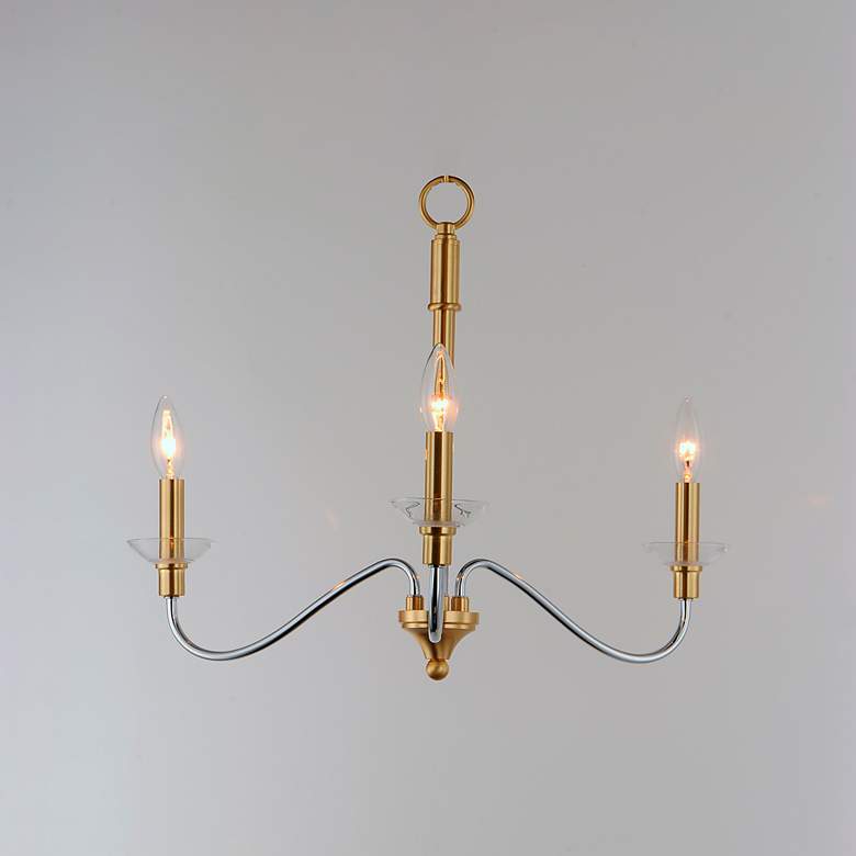 Image 3 Clarion 3 Light 24" Wide Polished Chrome/Satin Brass Pendant Light more views