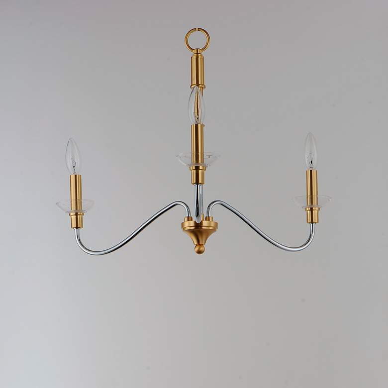 Image 4 Clarion 3 Light 24" Wide Polished Chrome/Satin Brass Pendant Light more views