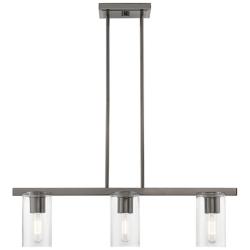 Clarion 3 Light Black Chrome Linear Chandelier