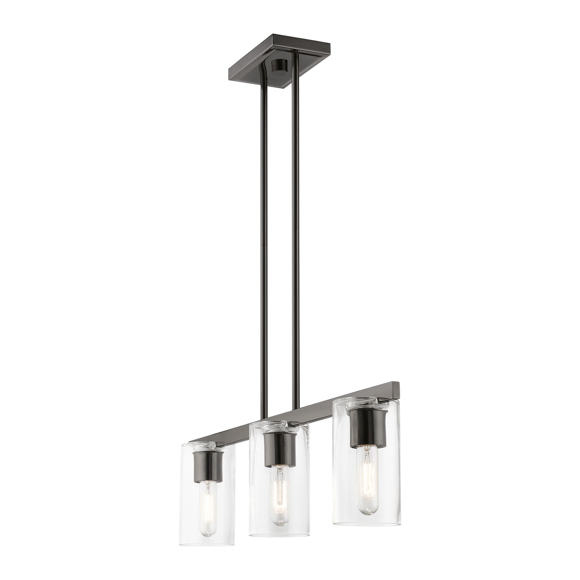 Image 6 Clarion 3 Light Black Chrome Linear Chandelier more views