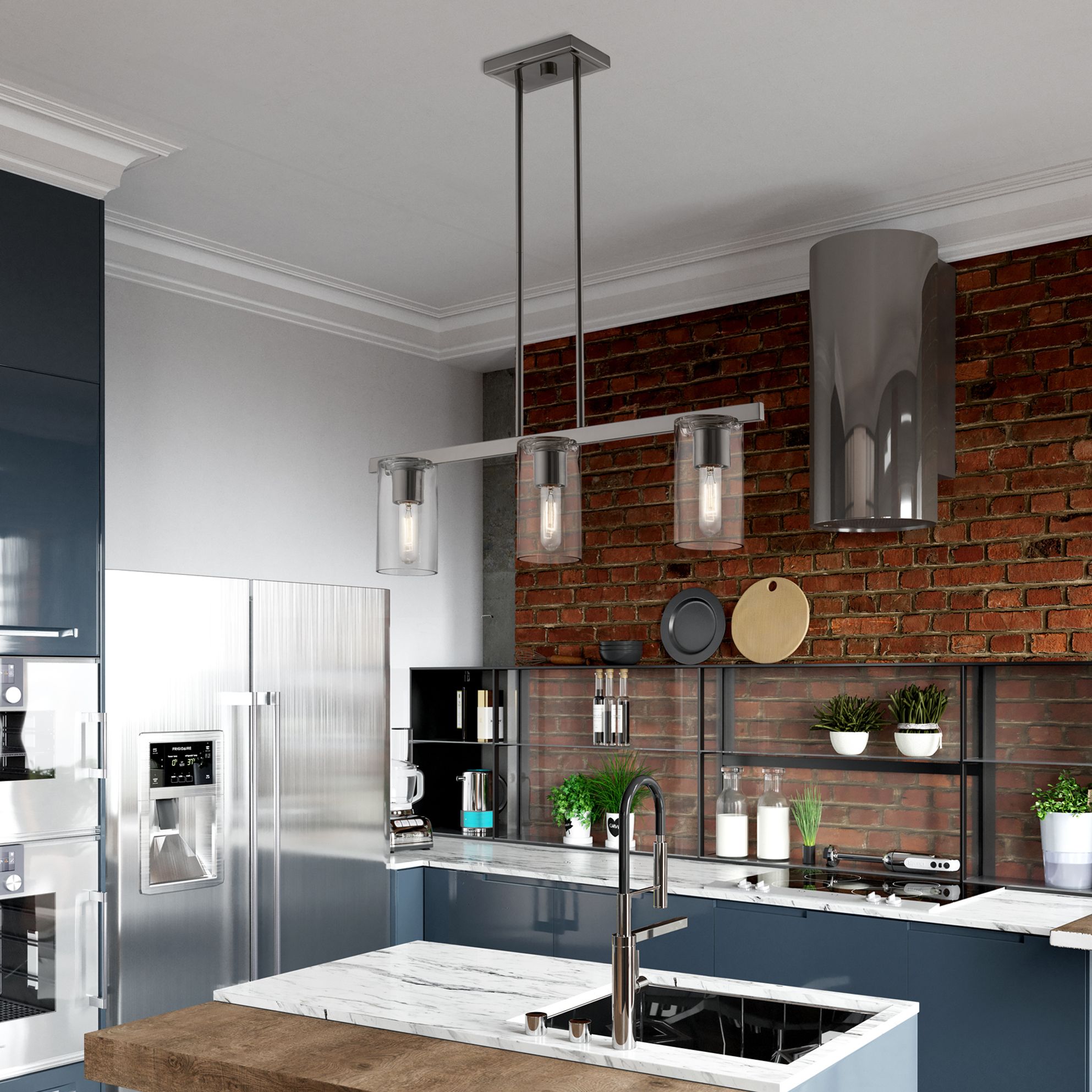 Clarion 3 Light Black Chrome Linear Chandelier