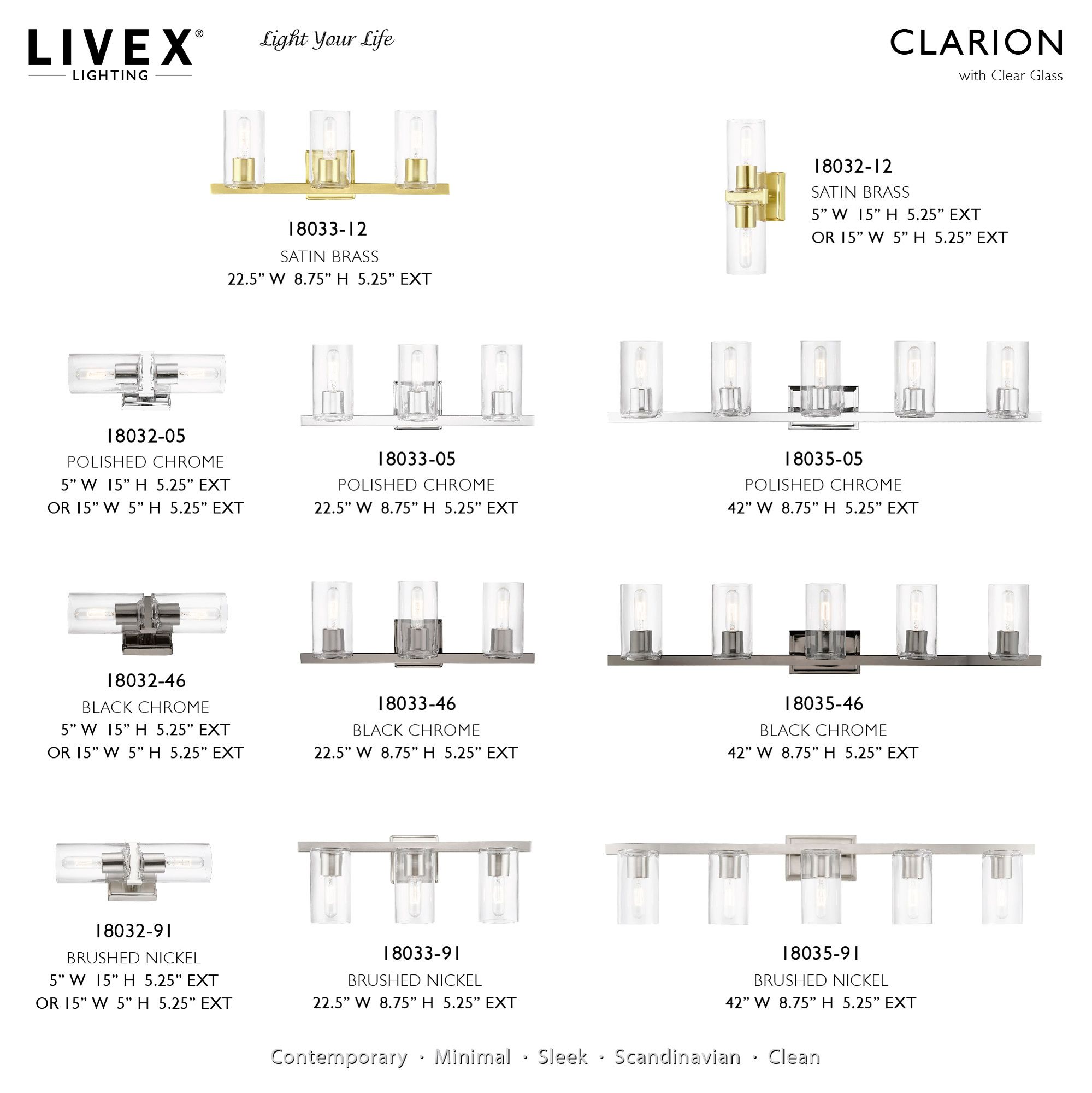 Clarion 3 Light Black Chrome Vanity Sconce