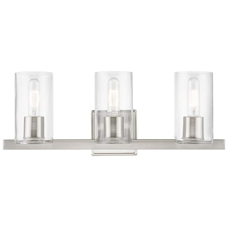 Image 1 Clarion 3 Light Brushed Nickel Vanity Sconce