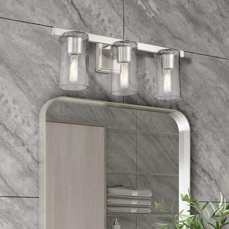 Image 1 Clarion 3 Light Brushed Nickel Vanity Sconce