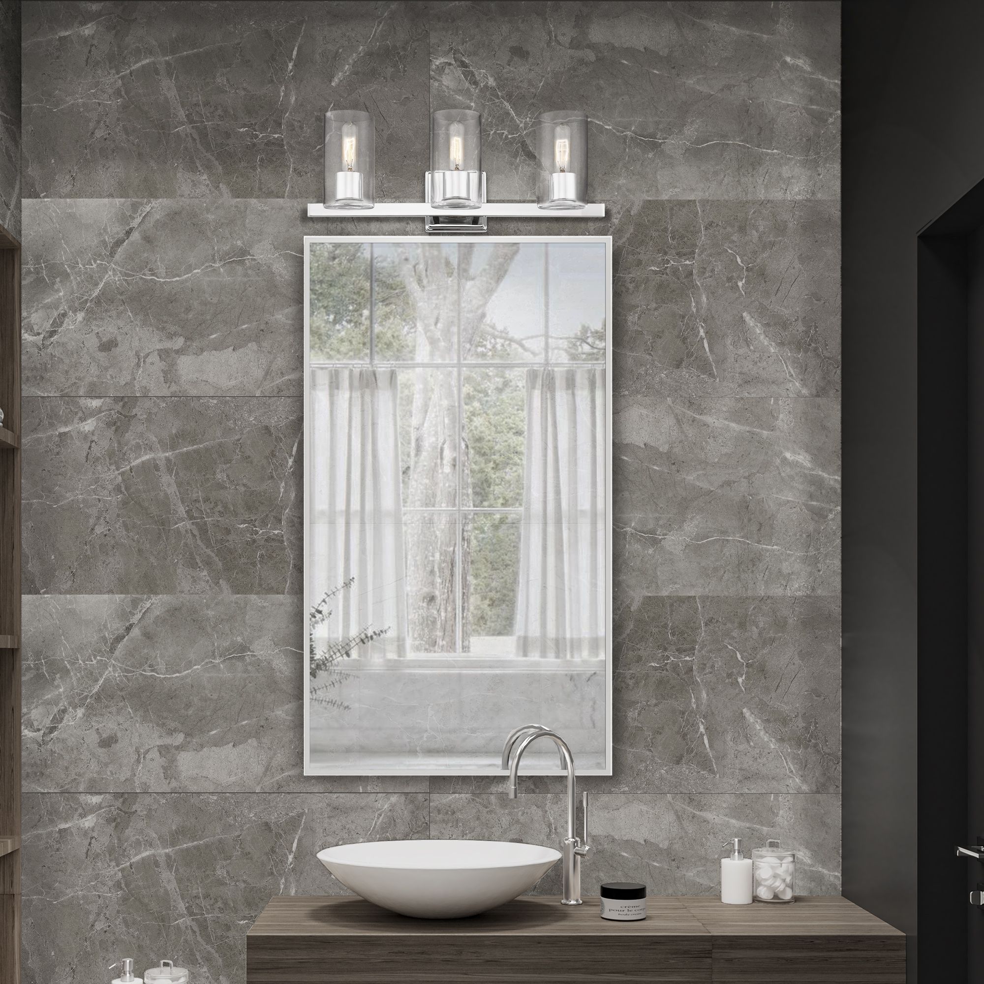 Clarion 3 Light Polished Chrome Vanity Sconce