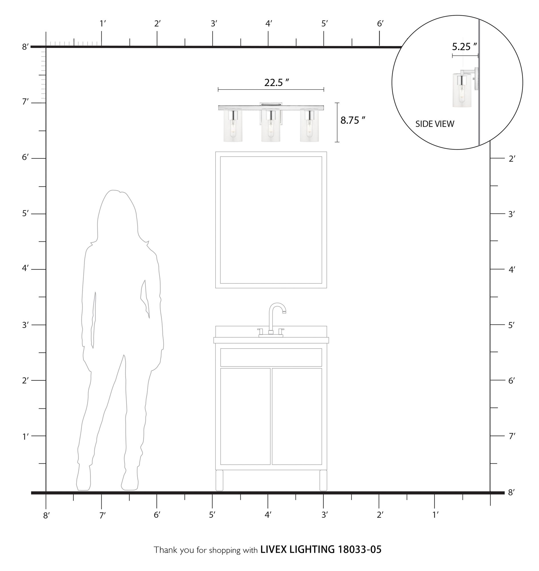 Clarion 3 Light Polished Chrome Vanity Sconce