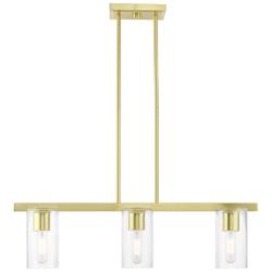Clarion 3 Light Satin Brass Linear Chandelier