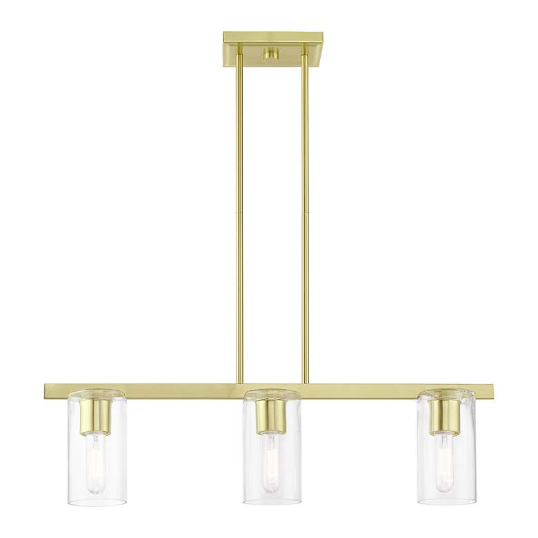 Image 3 Clarion 3 Light Satin Brass Linear Chandelier more views