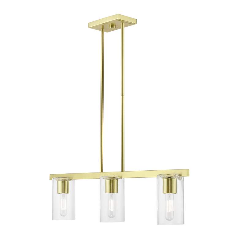 Image 4 Clarion 3 Light Satin Brass Linear Chandelier more views