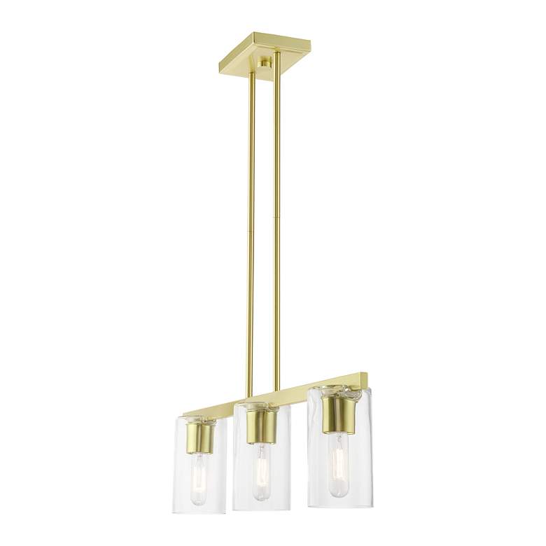 Image 6 Clarion 3 Light Satin Brass Linear Chandelier more views