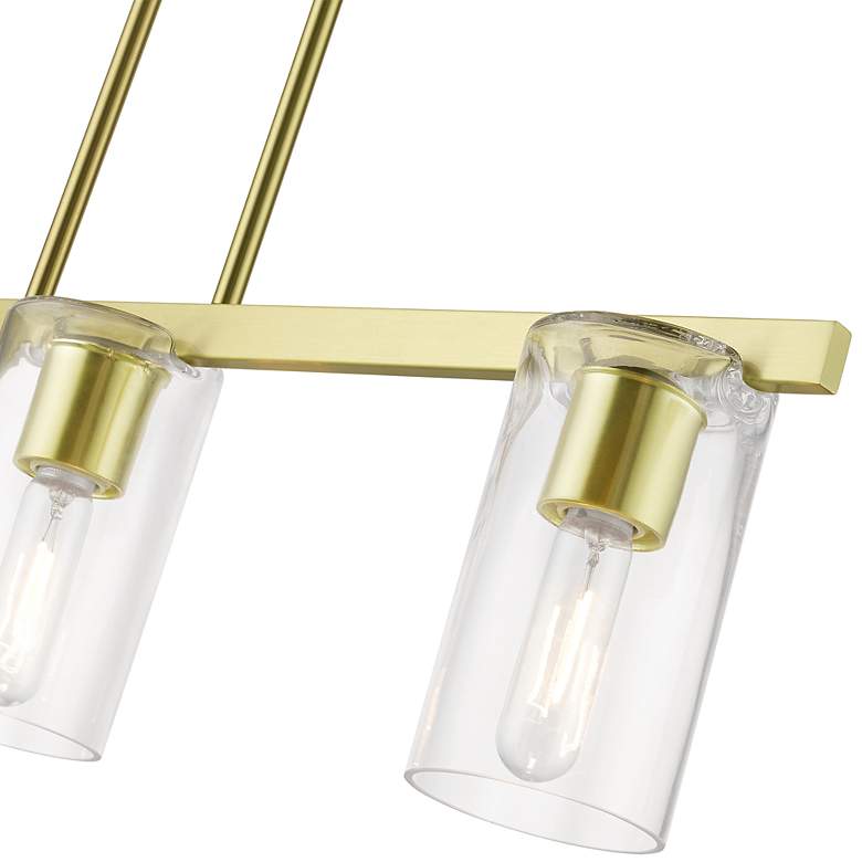 Image 7 Clarion 3 Light Satin Brass Linear Chandelier more views