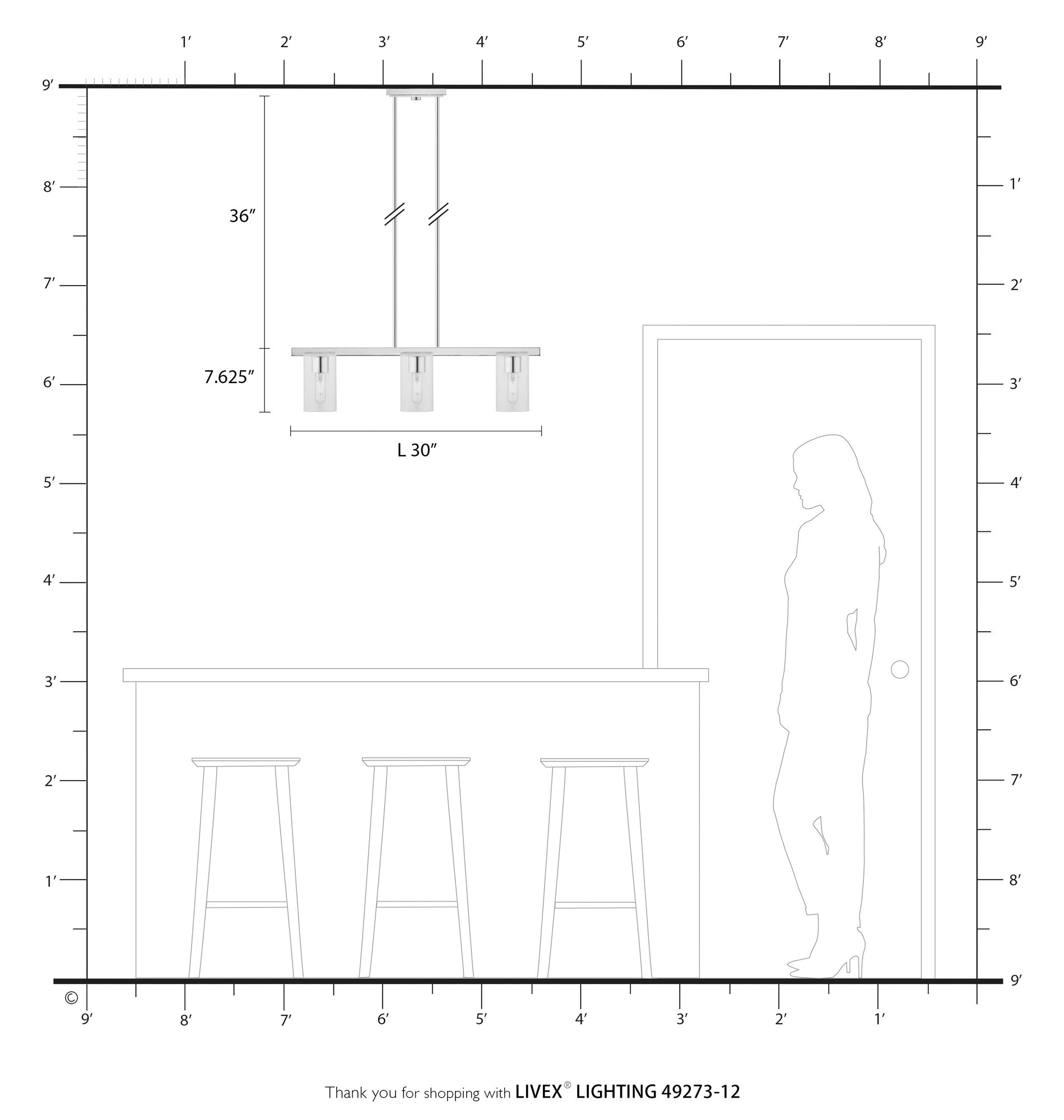 Clarion 3 Light Satin Brass Linear Chandelier