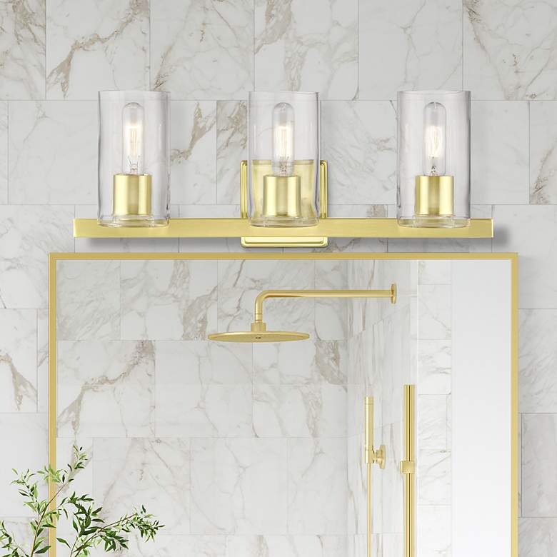 Image 1 Clarion 3 Light Satin Brass Vanity Sconce