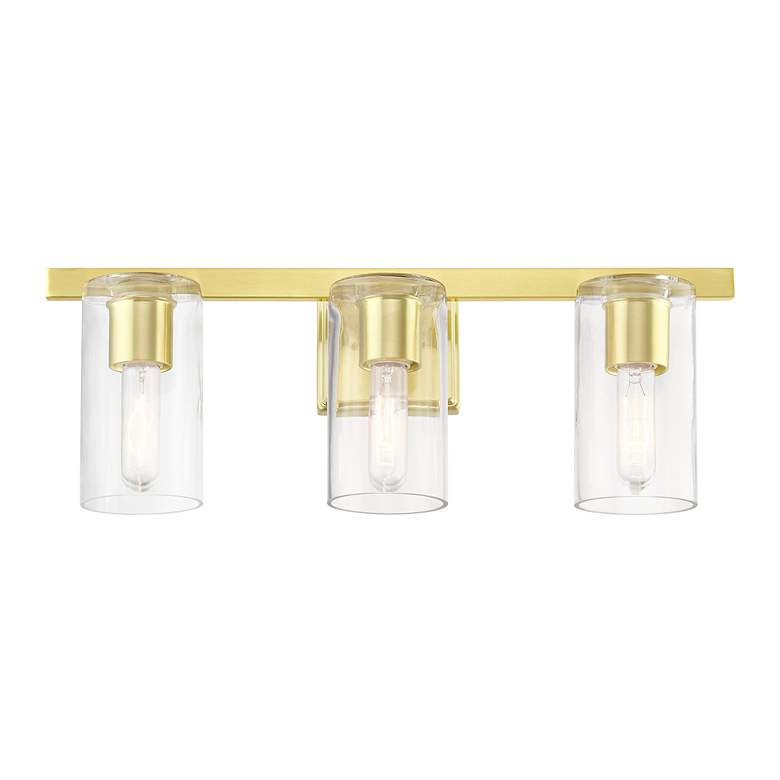 Image 5 Clarion 3 Light Satin Brass Vanity Sconce more views