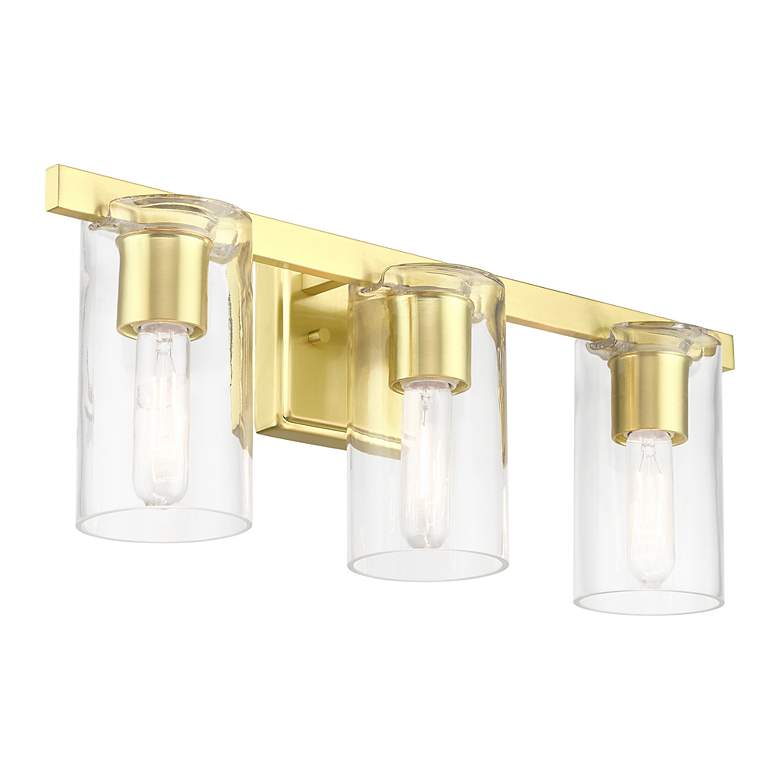 Image 7 Clarion 3 Light Satin Brass Vanity Sconce more views