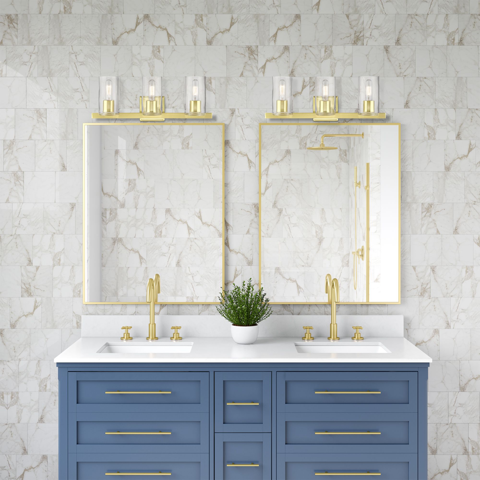 Clarion 3 Light Satin Brass Vanity Sconce