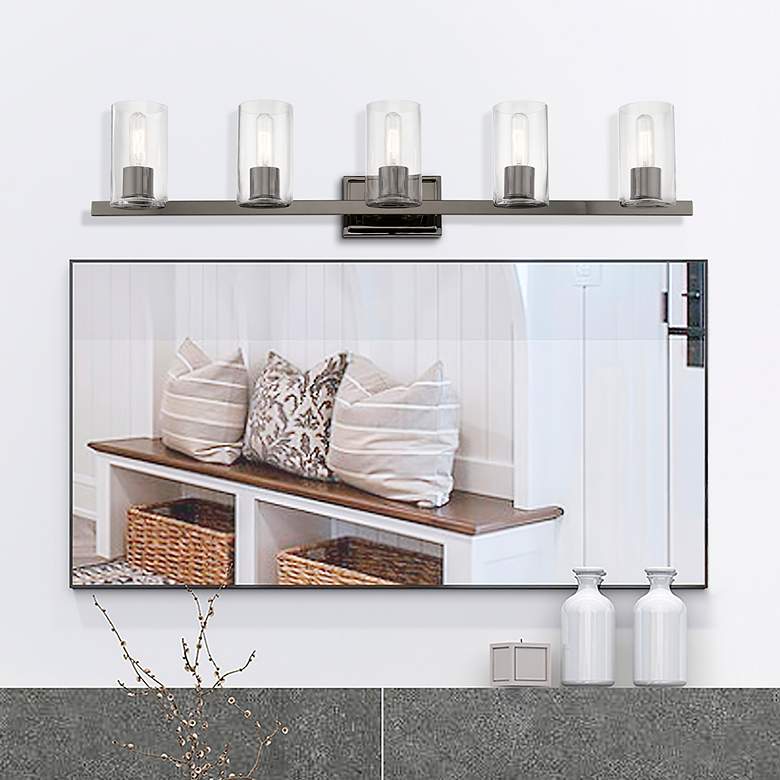 Image 1 Clarion 42" Wide Black Chrome 5-Light Bath Light