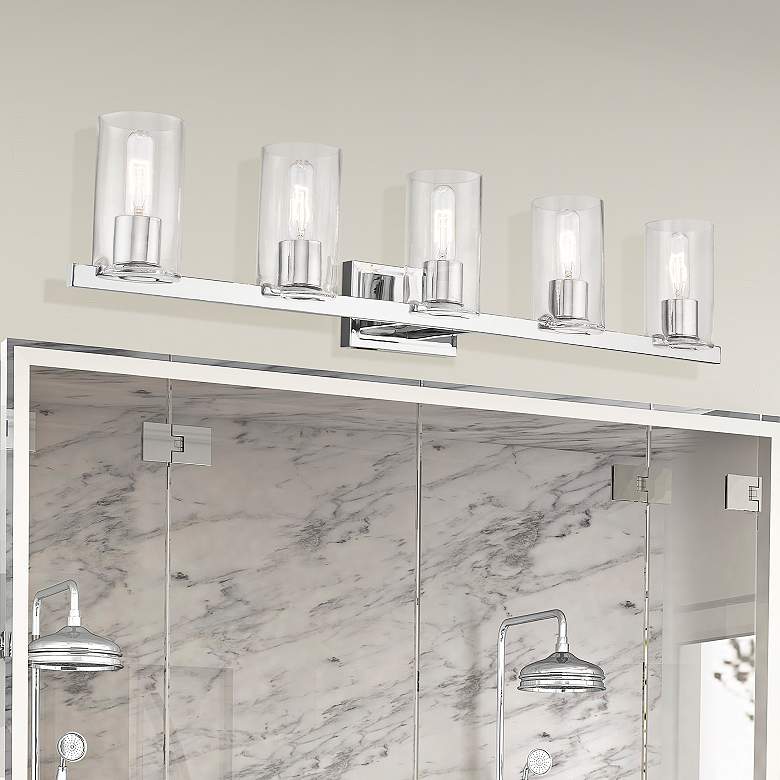 Image 2 Clarion 42" Wide Polished Chrome 5-Light Bath Light