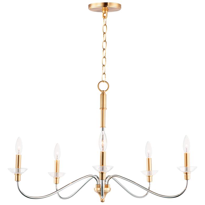Image 2 Clarion 5-Light 32" Wide Polished Chrome/Satin Brass Chandelier