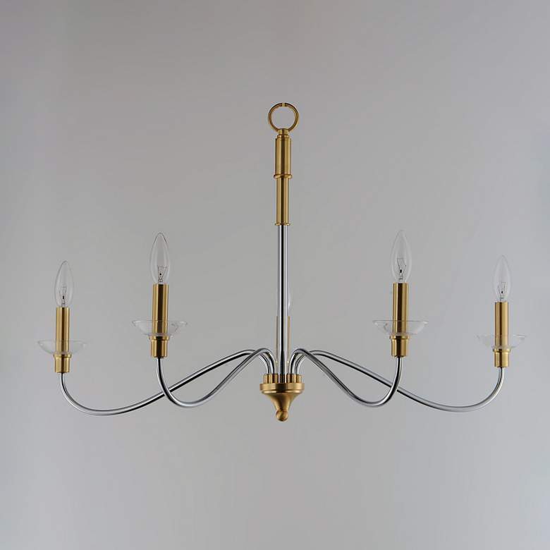 Image 3 Clarion 5-Light 32" Wide Polished Chrome/Satin Brass Chandelier more views