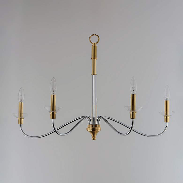 Image 3 Clarion 5-Light 32 inch Wide Polished Chrome/Satin Brass Chandelier more views