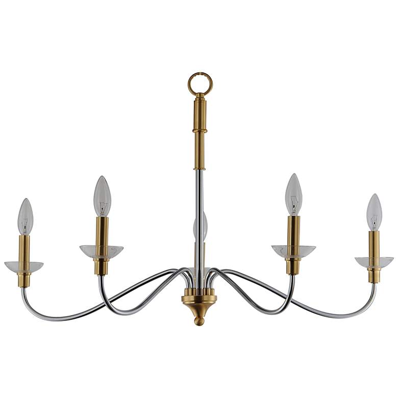 Image 4 Clarion 5-Light 32 inch Wide Polished Chrome/Satin Brass Chandelier more views