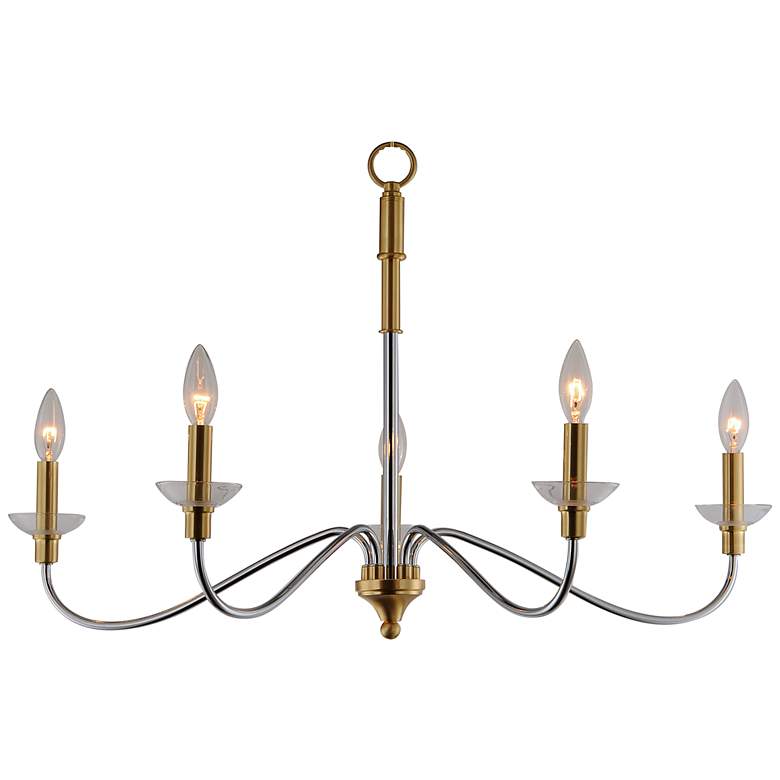 Image 5 Clarion 5-Light 32 inch Wide Polished Chrome/Satin Brass Chandelier more views