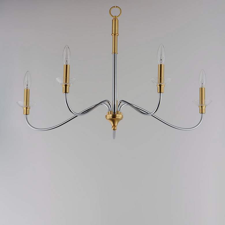 Image 5 Clarion 5-Light 32 inch Wide Polished Chrome/Satin Brass Chandelier more views