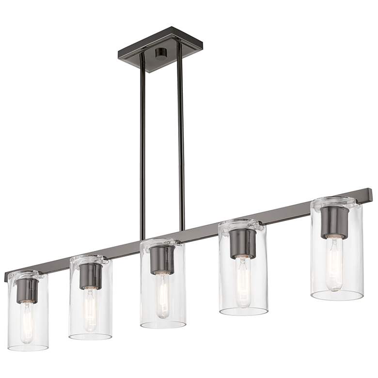 Image 4 Clarion 5 Light Black Chrome Linear Chandelier more views