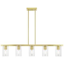 Image1 of Clarion 5 Light Satin Brass Linear Chandelier
