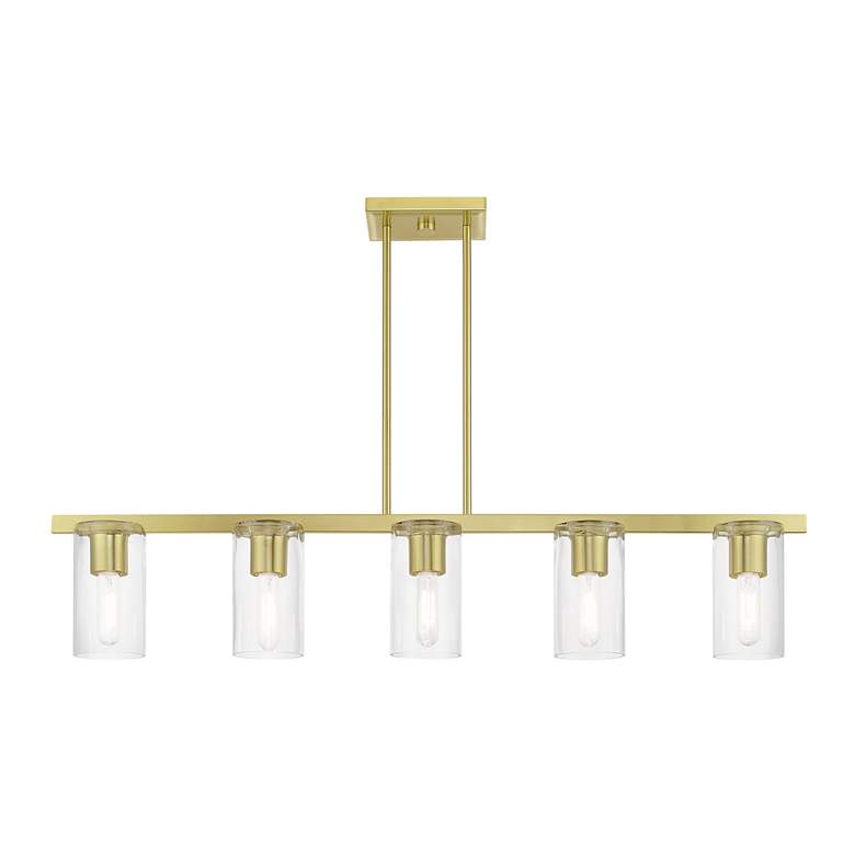 Image 3 Clarion 5 Light Satin Brass Linear Chandelier more views