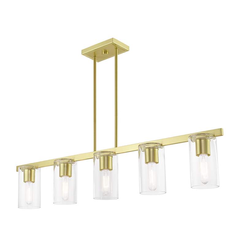 Image 4 Clarion 5 Light Satin Brass Linear Chandelier more views