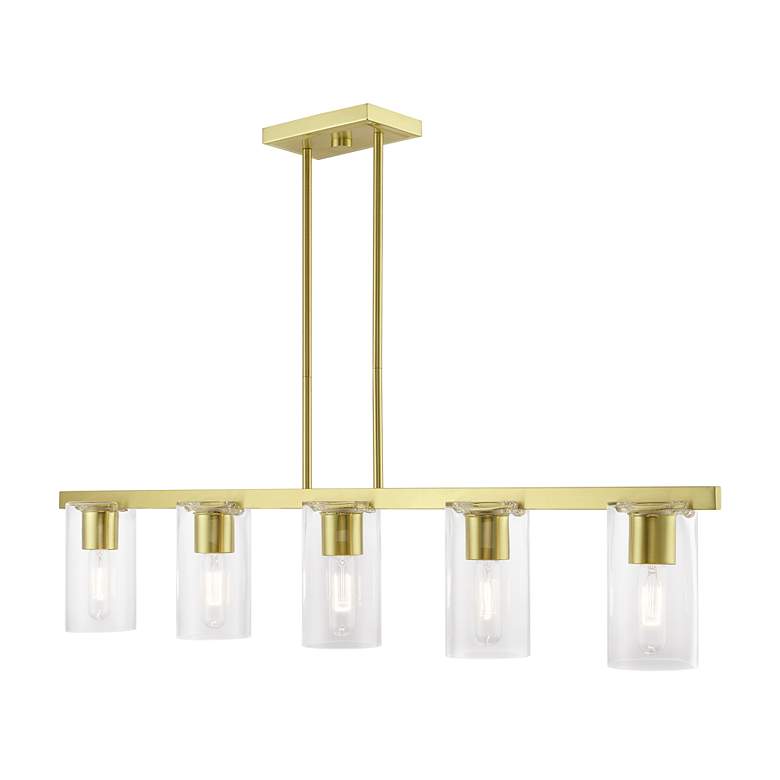 Image 5 Clarion 5 Light Satin Brass Linear Chandelier more views