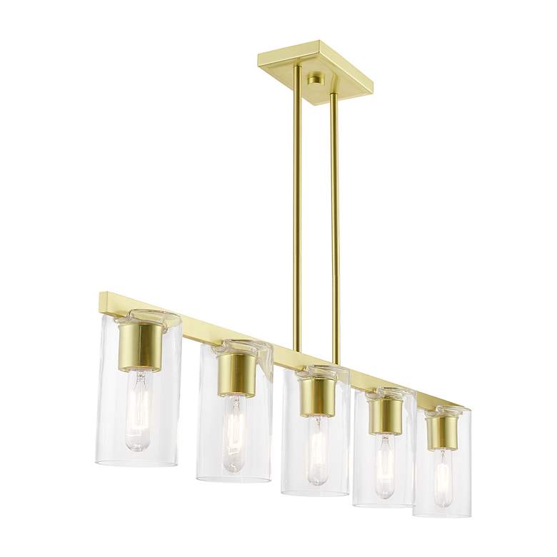 Image 6 Clarion 5 Light Satin Brass Linear Chandelier more views